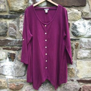Soft Surroundings Purple Lagenlook Button Top 1X
